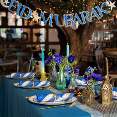 Navy & Gold Eid Mubarak Paper Garland | Party Supplies |
