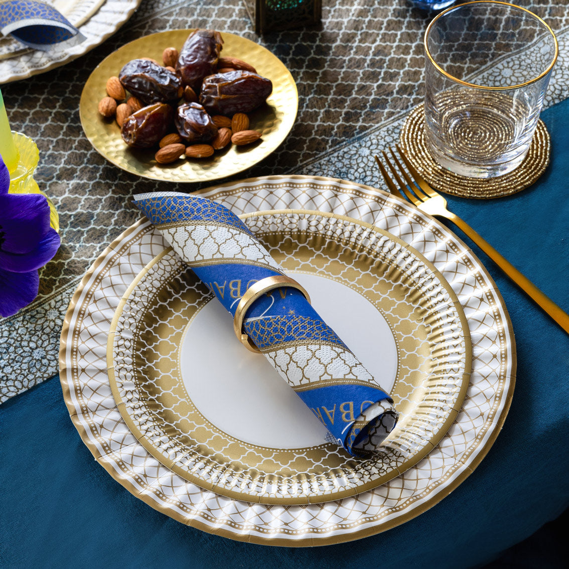 Navy & Gold Eid Paper Napkins - 20 Pack | Party Napkins |
