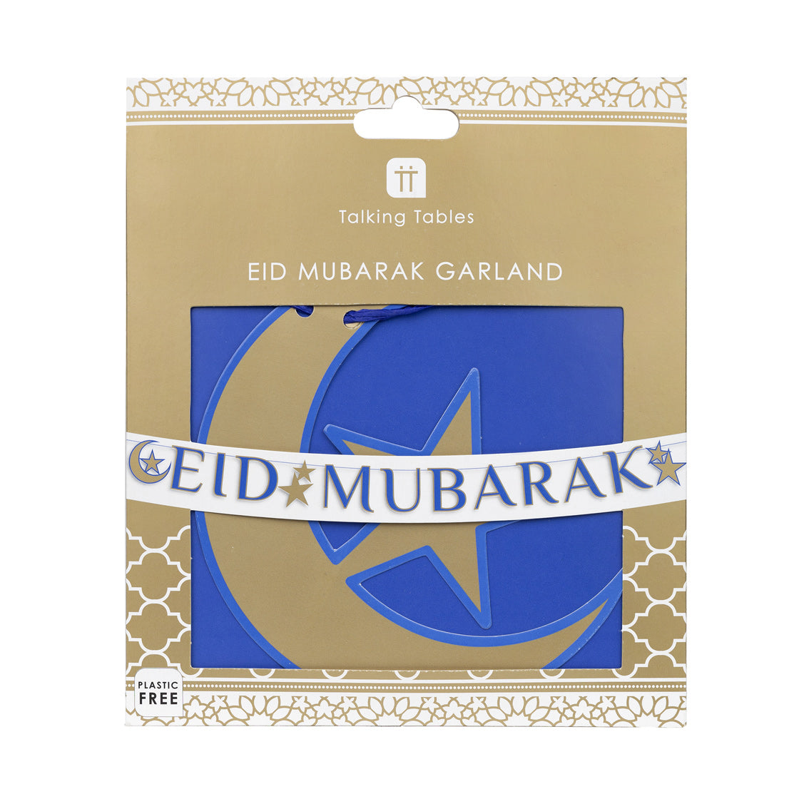 Navy & Gold Eid Mubarak Paper Garland | Party Supplies |