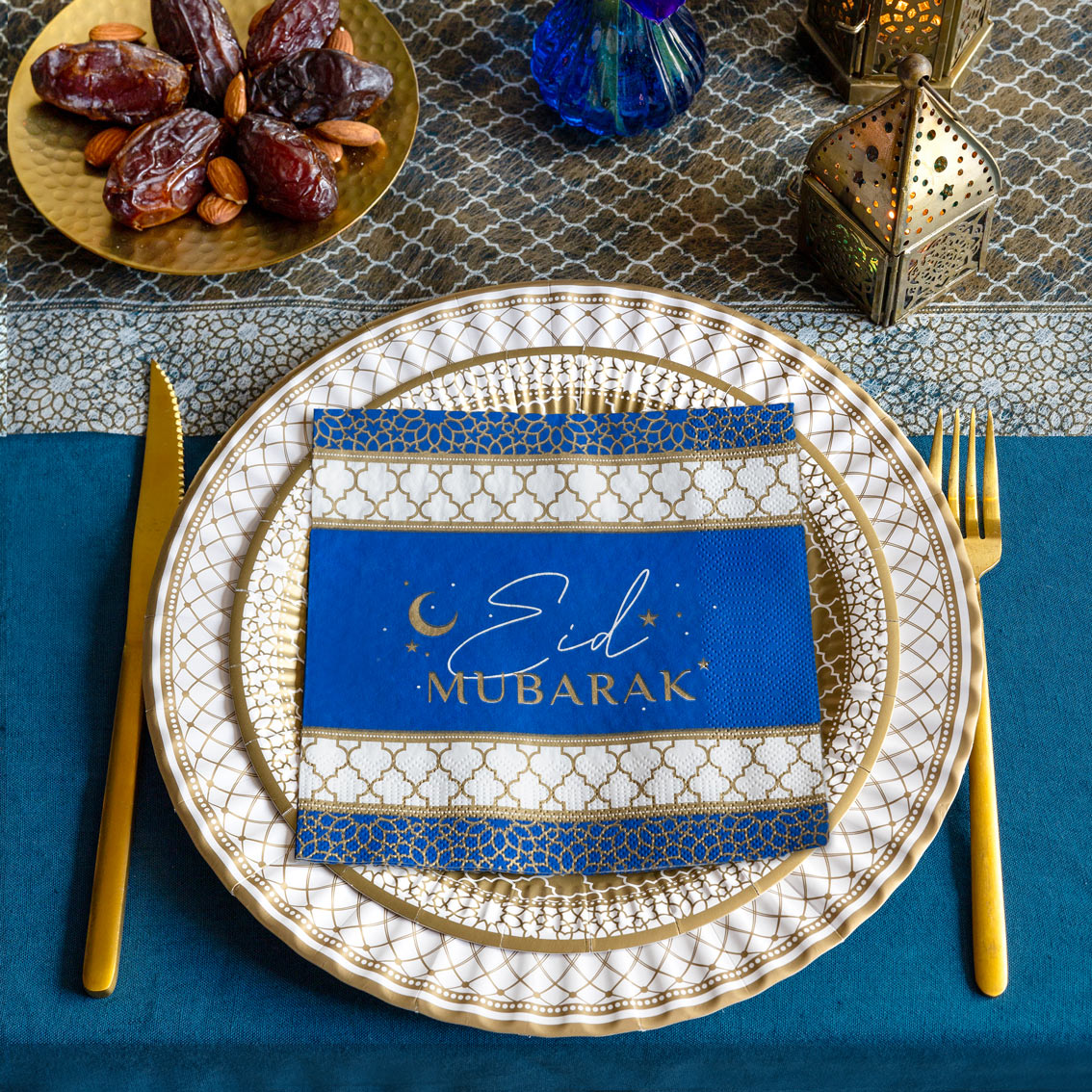Navy & Gold Eid Paper Napkins - 20 Pack | Party Napkins |