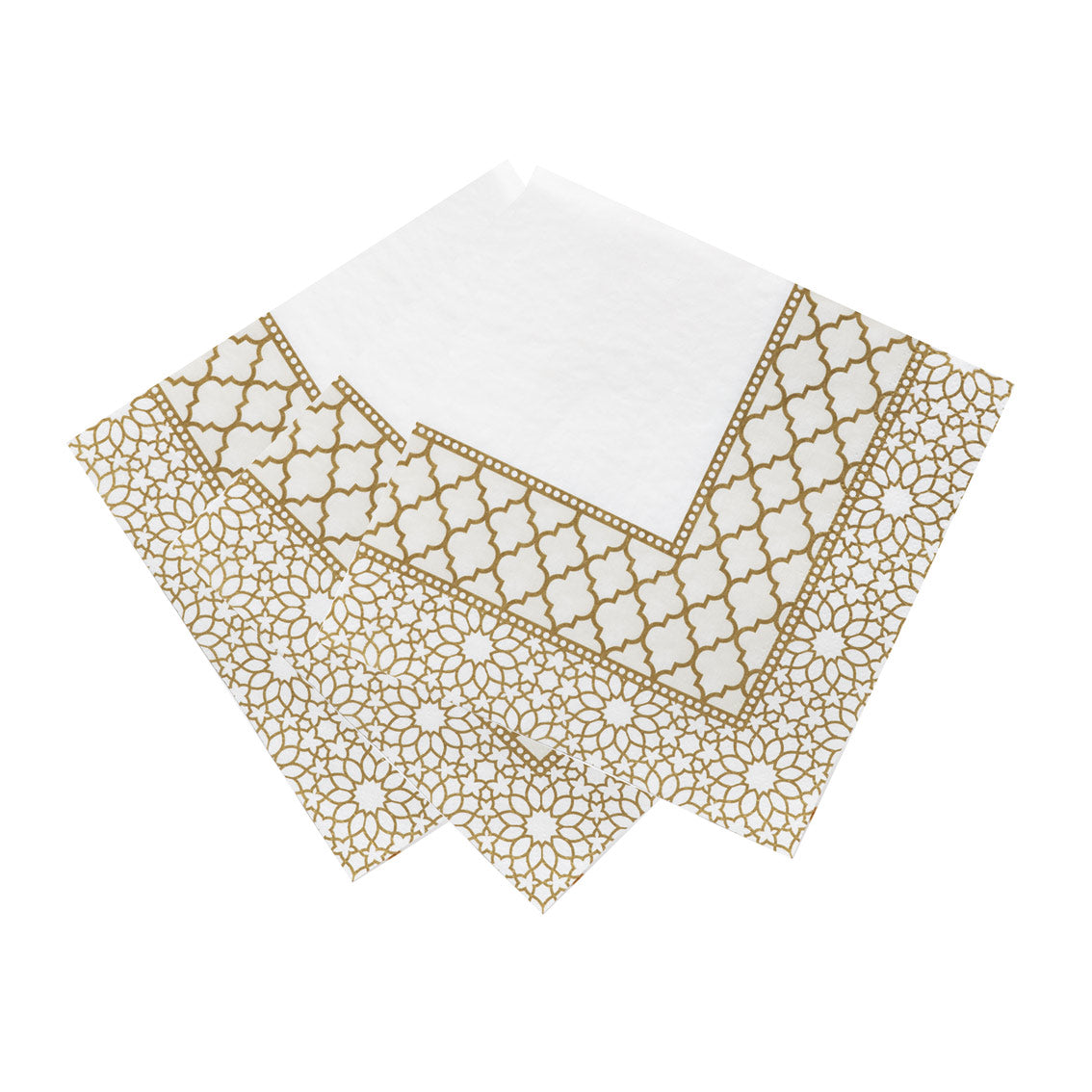 Gold & White Paper Napkins - 20 Pack | Party Napkins |