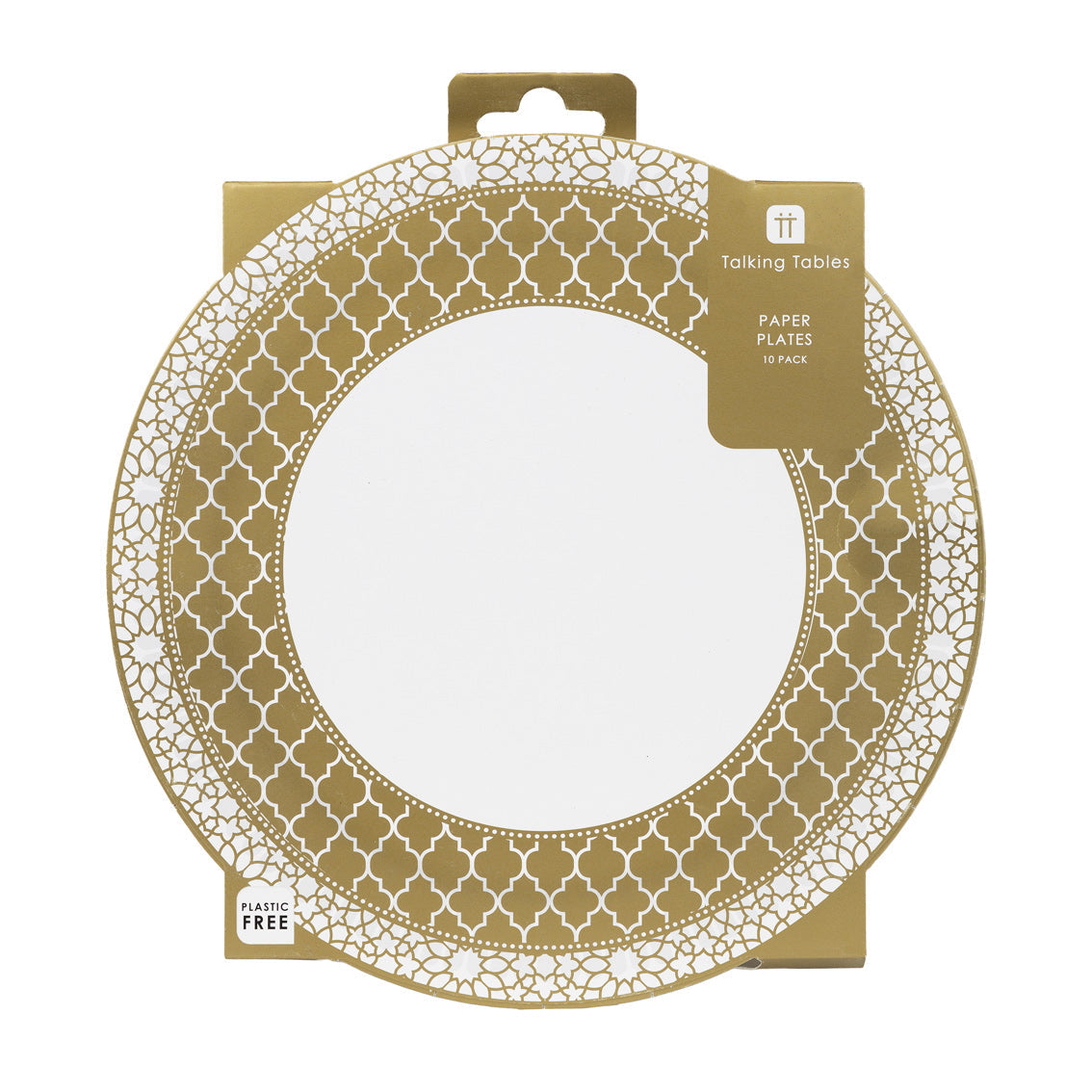 Gold & White Paper Plates - 10 Pack | Party Napkins |