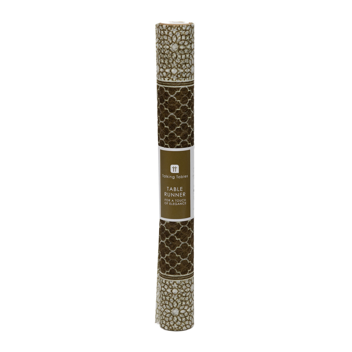 Gold & White Fabric Table Runner - 2m | Party Supplies |