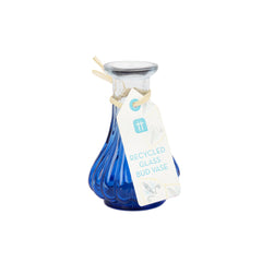 Moroccan Souk Blue Recycled Glass Bud Vase | Summer Party Decor |
