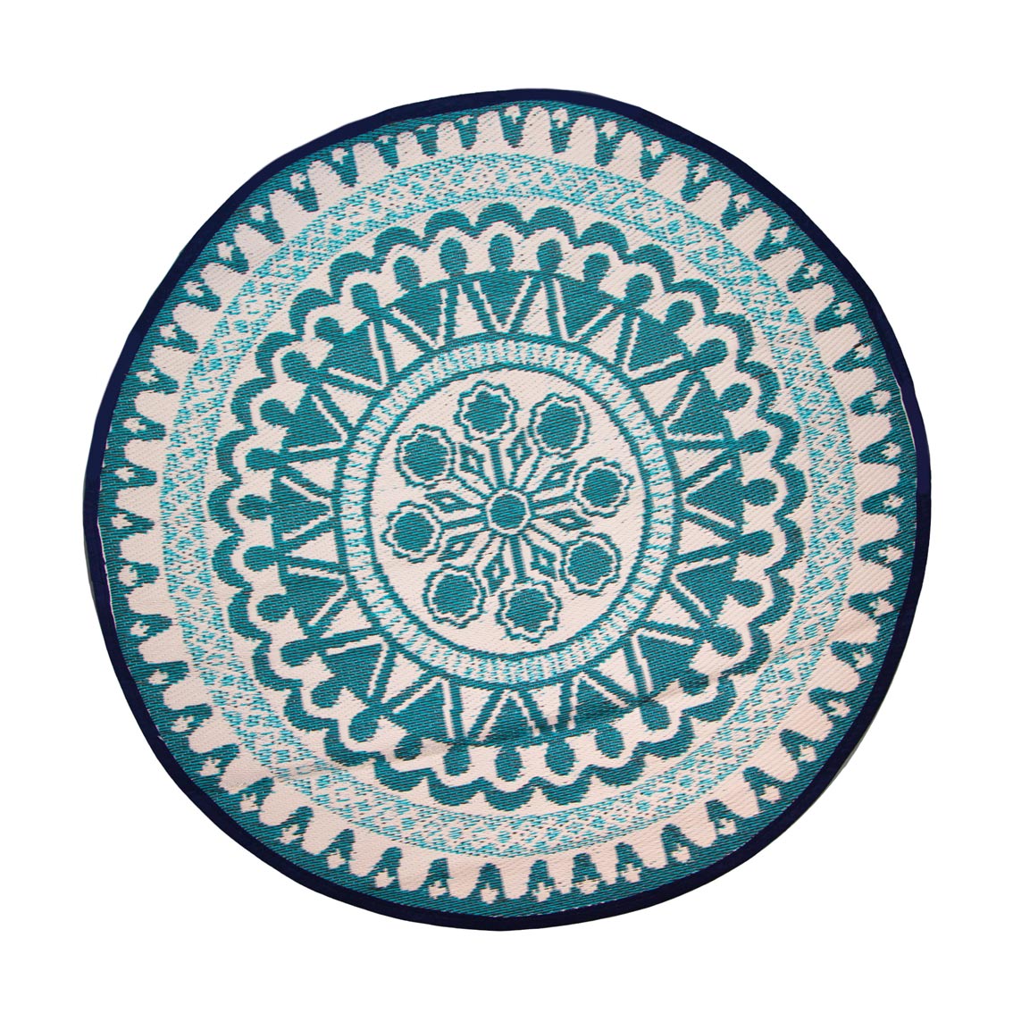 Moroccan Souk Blue Round Outdoor Rug | Outdoor Home Decor |