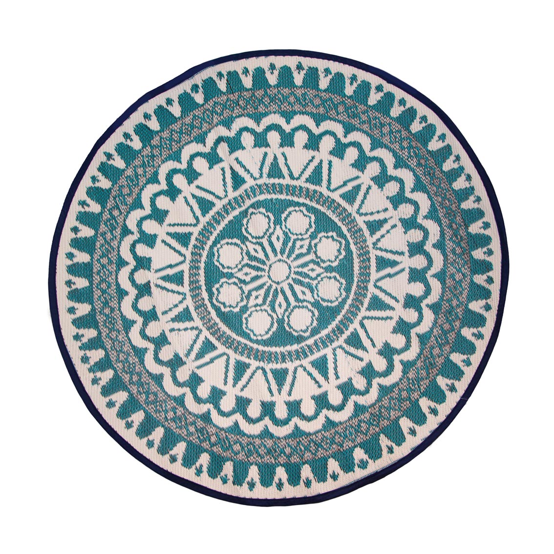 Moroccan Souk Blue Round Outdoor Rug | Outdoor Home Decor |