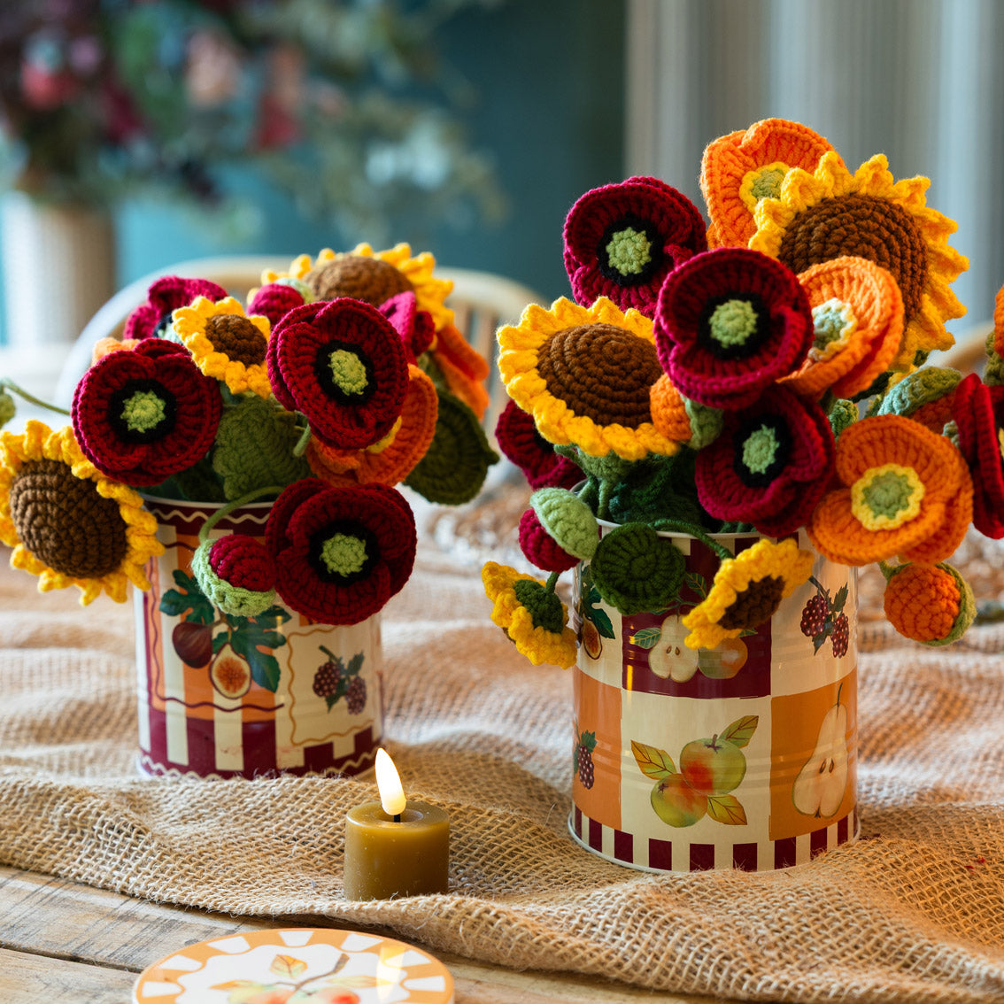 Handmade Sunflower Crochet Sprigs Bundle - 18cm | Home Decor |