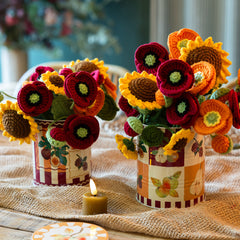 Handmade Sunflower Crochet Sprigs Bundle - 18cm | Home Decor |