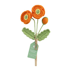 Handmade Orange Poppy Crochet Sprigs Bundle - 18cm | Home Decor |
