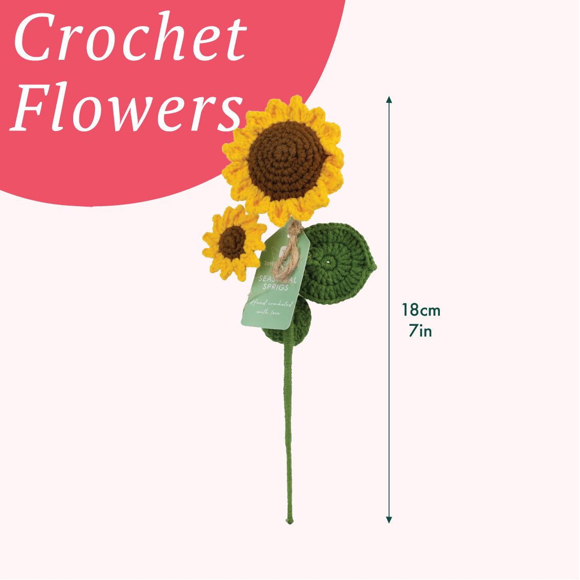 Handmade Sunflower Crochet Sprigs Bundle - 18cm | Home Decor |