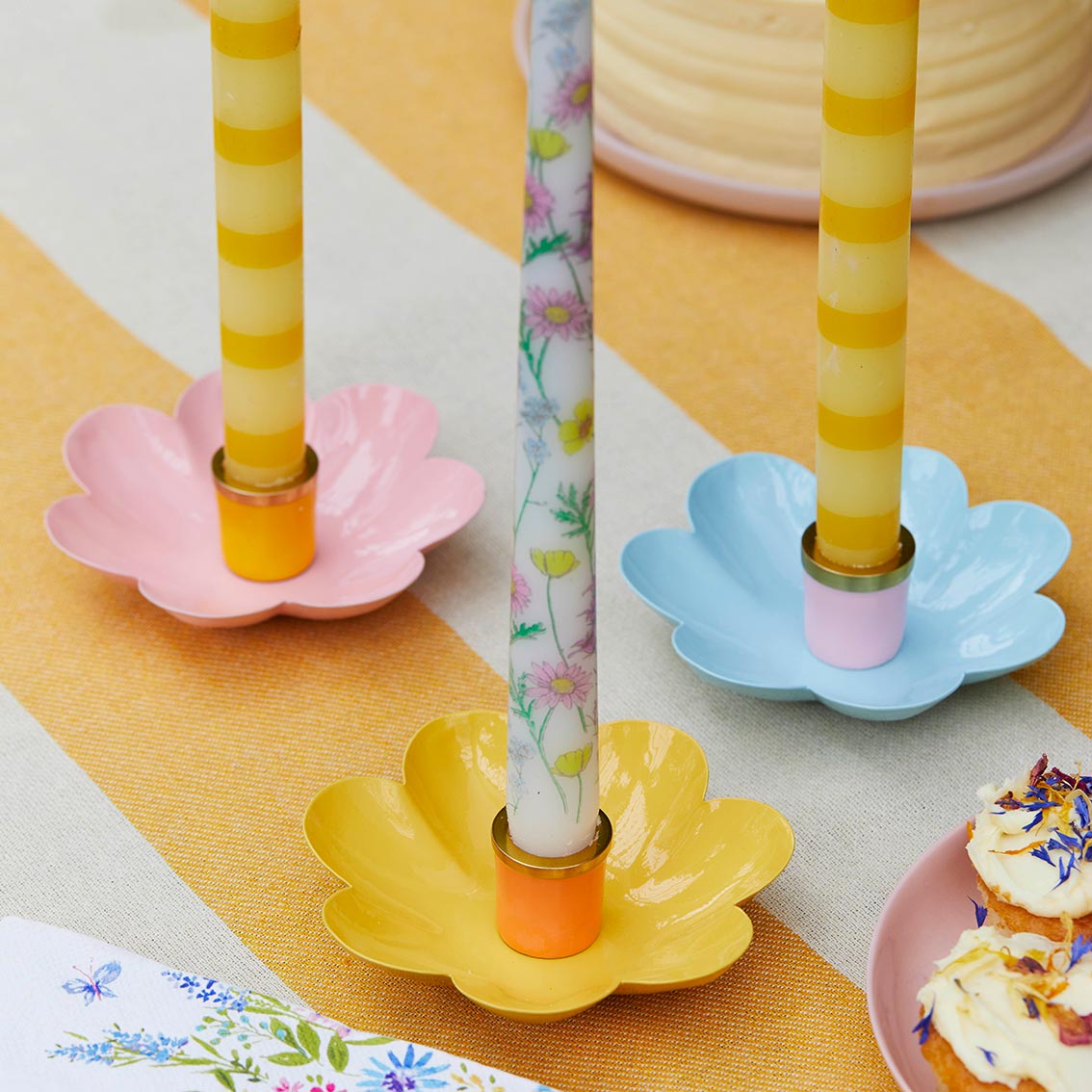 Coloured Enamel Flower Shaped Candle Holders | Summer Gifts |