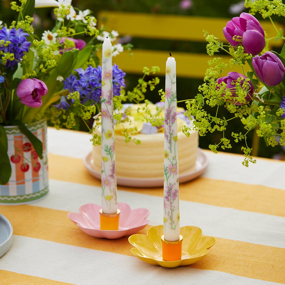 Coloured Enamel Flower Shaped Candle Holders | Summer Gifts |