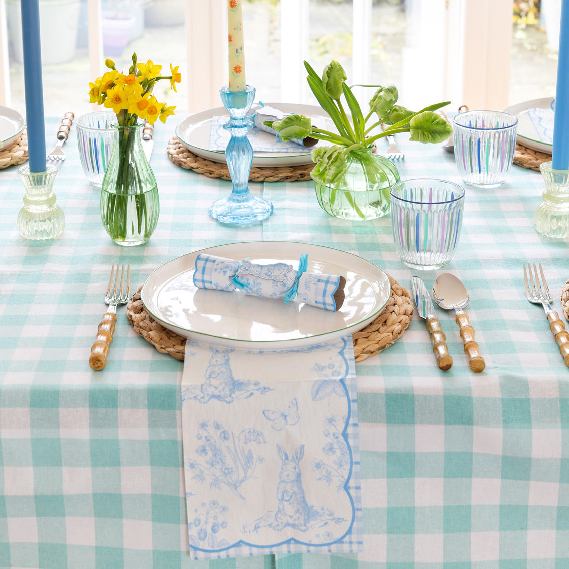 Blue & White Striped Glass Tumblers | Summer Glassware |