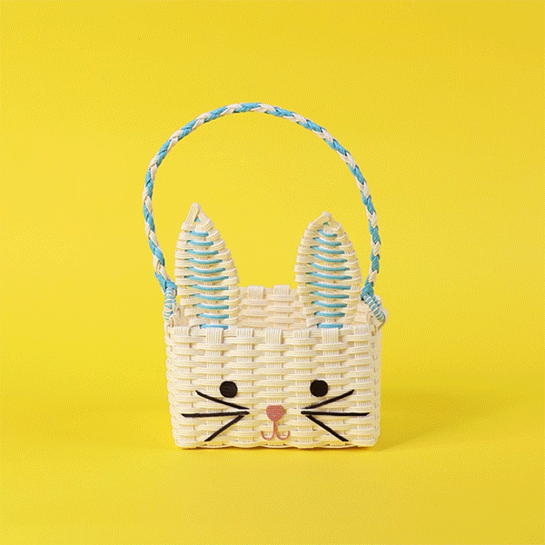 Blue & White Recycled Paper Bunny Shaped Basket | Easter Decor |