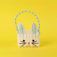 Blue & White Recycled Paper Bunny Shaped Basket | Easter Decor |