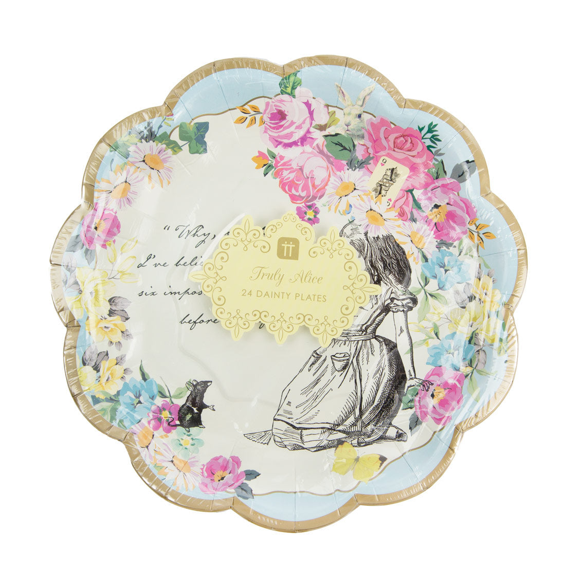 Alice in Wonderland Dainty Paper Plates - 24 Pack | Tea Party Decor |