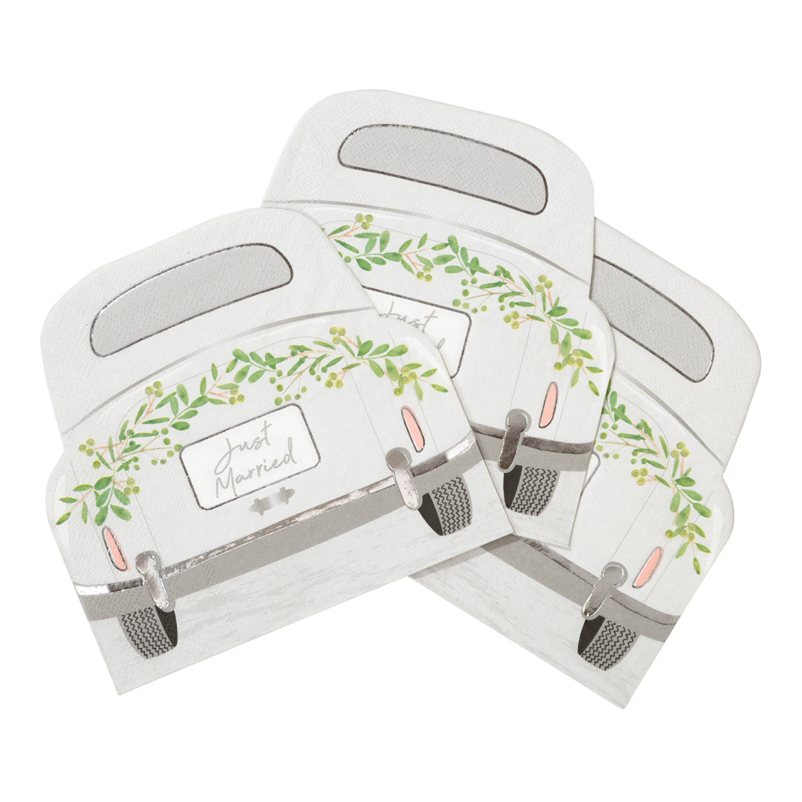 'Just Married' Wedding Car Shaped Paper Napkins - 20 Pack | Wedding Decor |